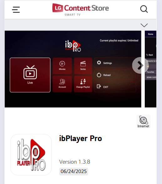 LG webOS TV setup — step 1: Search for ibPlayer Pro